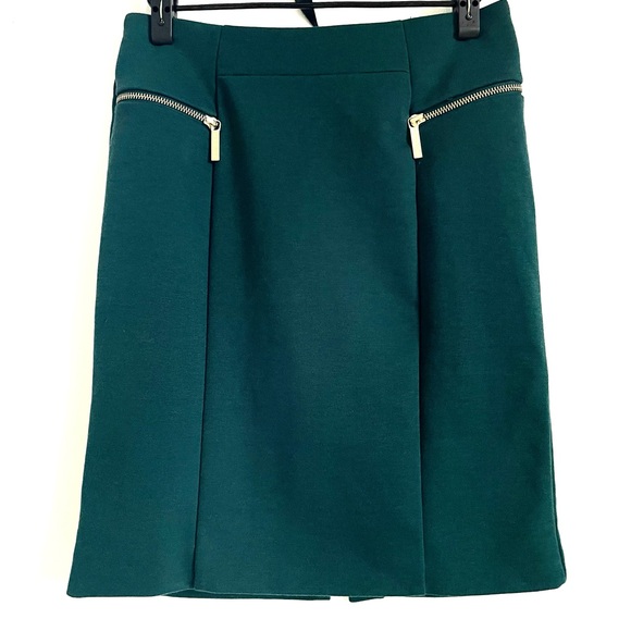 Michael Kors Exposed Zip Knit Pencil Mini Skirt In Pine Green Size 6 EUC - Picture 1 of 7